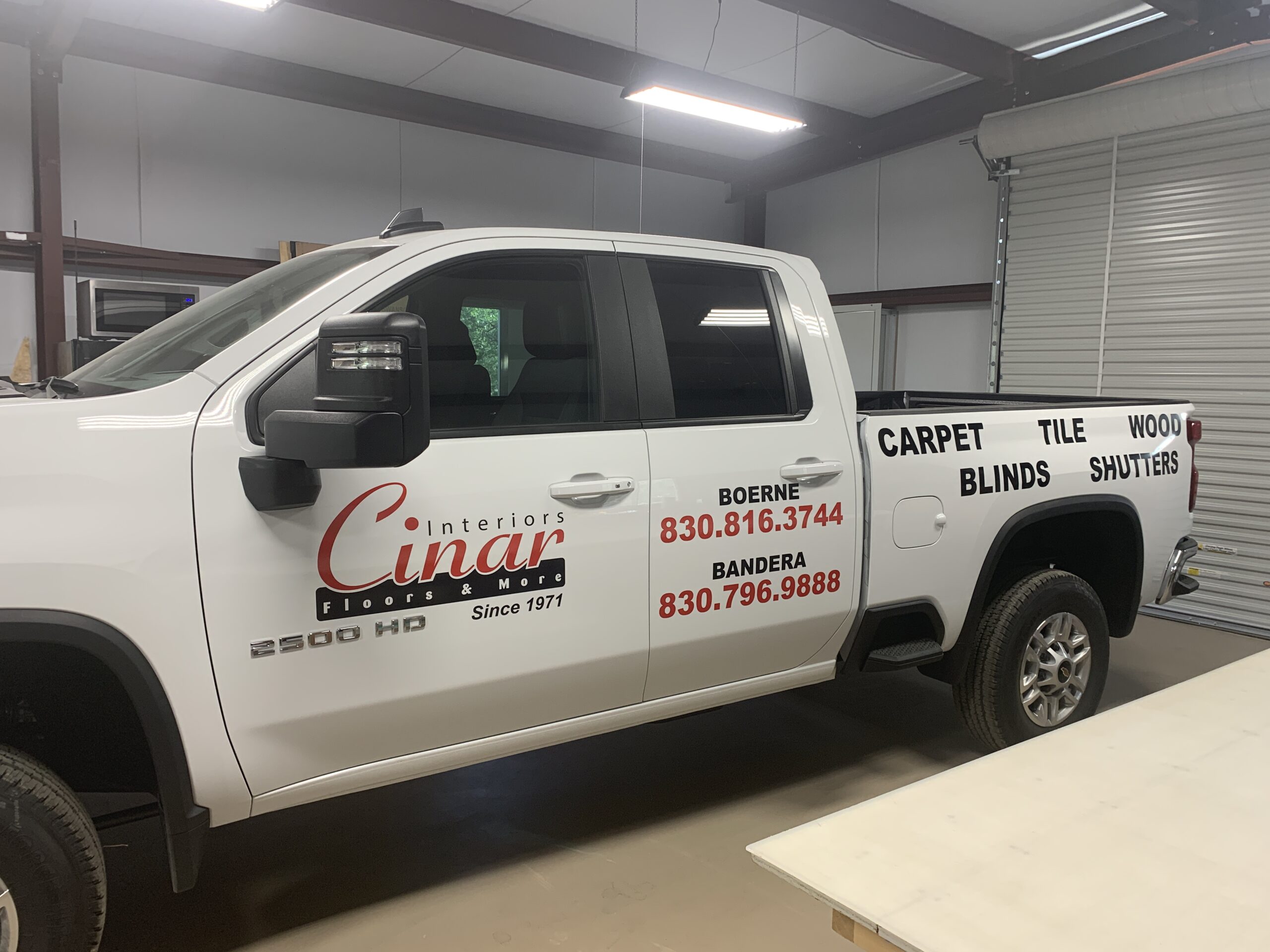 Vehicle Graphics on the cab and bed of pickup truck